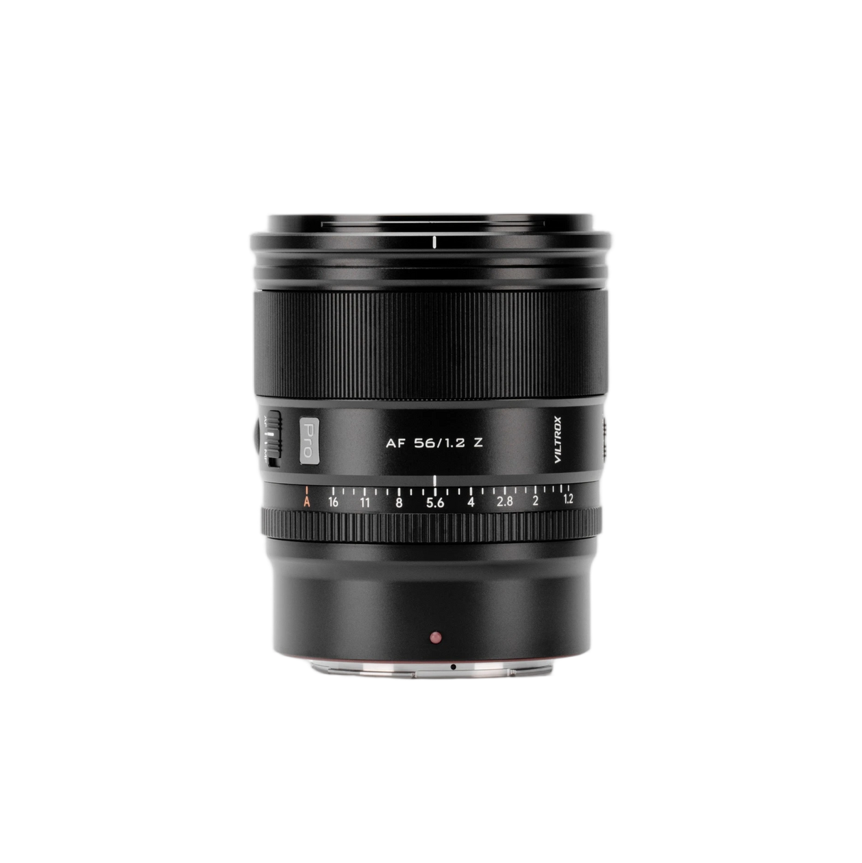 Frontale Ansicht eines schwarzen Viltrox-Objektivs